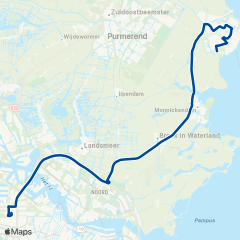 MeerPlus Amsterdam Sloterdijk via Edam - Volendam map
