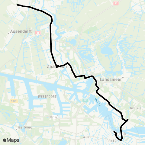 MeerPlus Amsterdam Centraal via Zaandam - Krommenie map