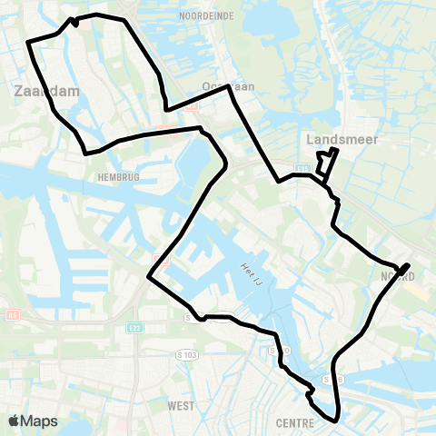 MeerPlus Amsterdam Centraal via Oostzaan - Zaandam map