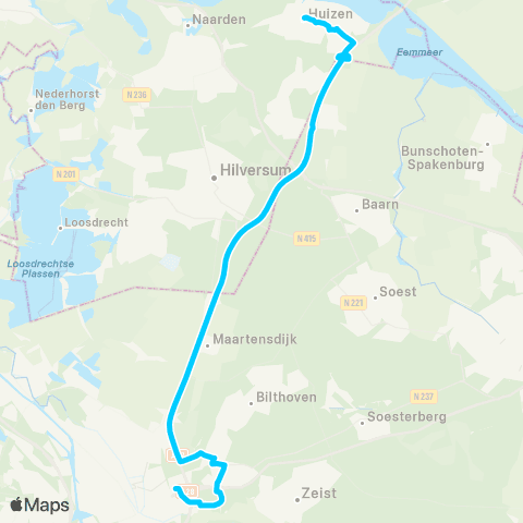 Transdev Huizen Busstation - Utrecht WKZ map