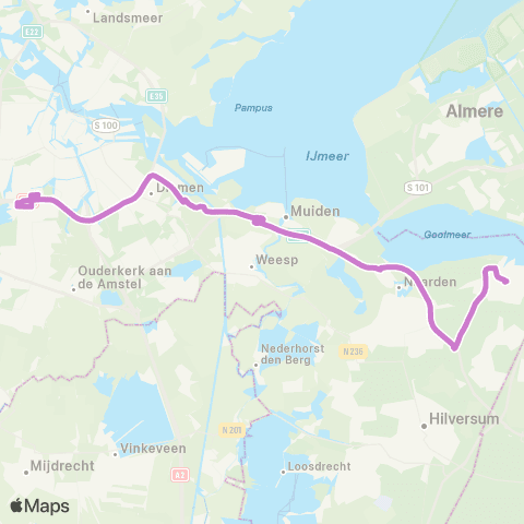 Transdev Huizen Busstation - Amsterdam Station Zuid map