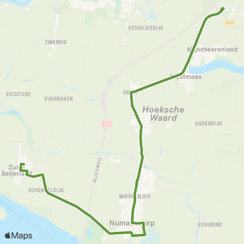 Transdev Zuid-Beijerland - Heinenoord Busstation map