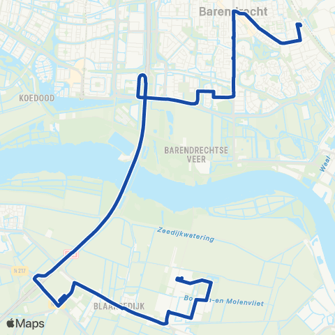 Transdev Barendrecht Station - Heinenoord Witte Boerderij map