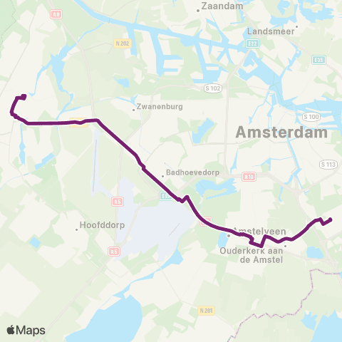 Connexxion Haarlem Station - Amsterdam Bijlmer ArenA map