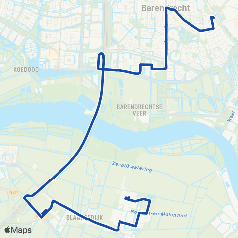 Transdev Barendrecht Station - Heinenoord Witte Boerderij map