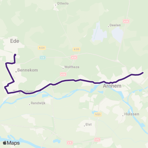 Transdev Ede - Wageningen - Arnhem CS - Velp map
