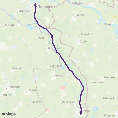 Transdev Nijmegen - Gennep - Venlo map
