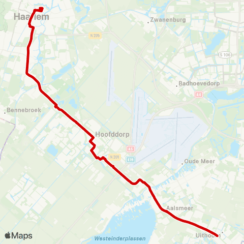 Connexxion Haarlem Station - Uithoorn Busstation map