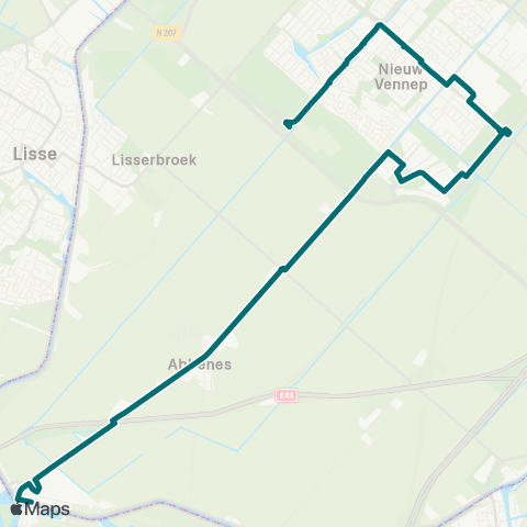 Connexxion Abbenes / Buitenkaag - Nieuw-Vennep Getsewoud Stat. map