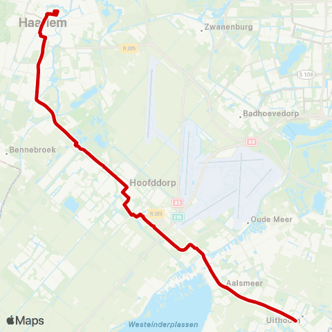 Connexxion Haarlem Station - Uithoorn Busstation map