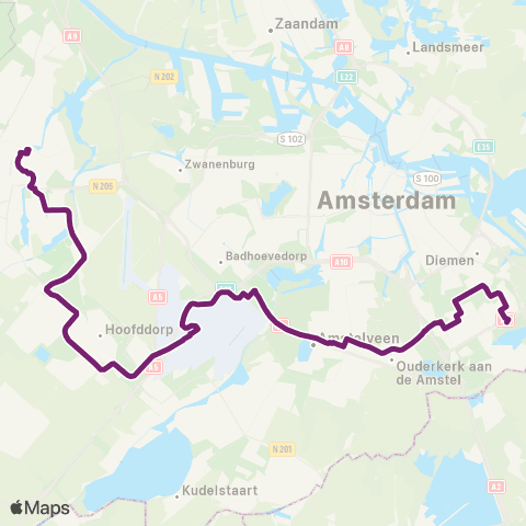 Connexxion Haarlem Station - Amsterdam Bijlmer ArenA map