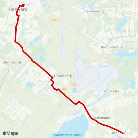 Connexxion Haarlem Station - Uithoorn Busstation map