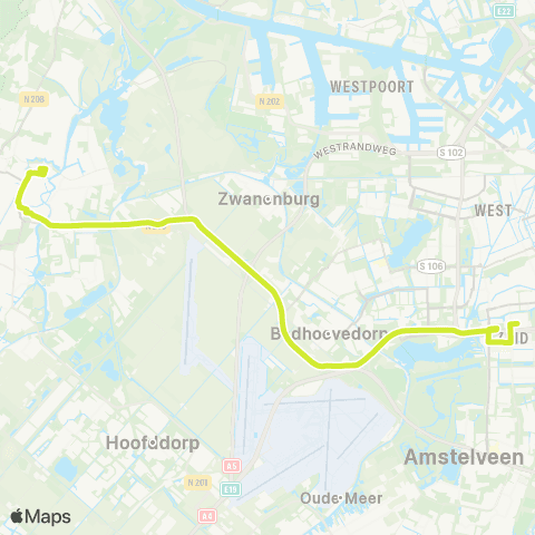 Connexxion Haarlem Station - Amsterdam Station Zuid map