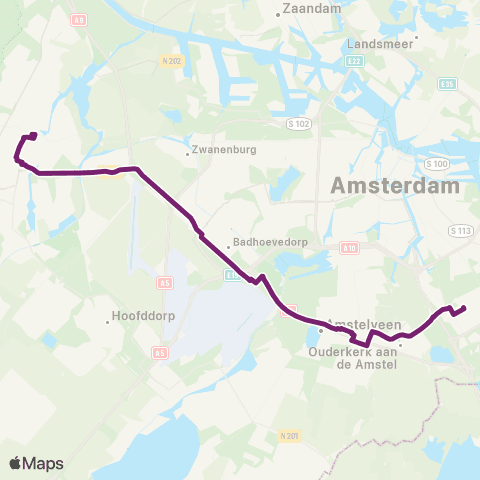 Connexxion Haarlem Station - Amsterdam Bijlmer ArenA map