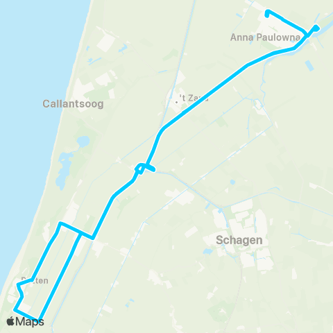 Connexxion Anna Paulowna Station - Petten Plein 1945 map