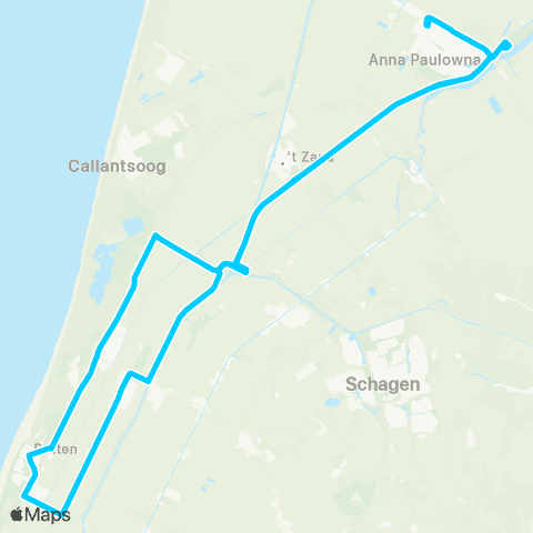Connexxion Anna Paulowna Station - Hoenderdaell - Petten map