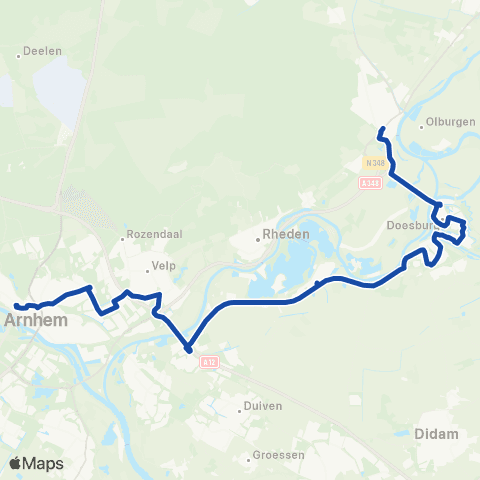 Transdev Arnhem CS - Doesburg - Dieren map