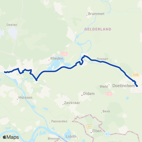 Transdev Arnhem CS - Doesburg - Doetinchem map