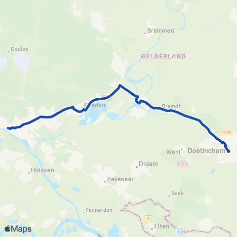 Transdev Arnhem CS - Doesburg - Doetinchem map