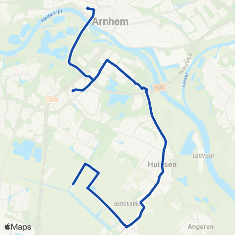 Transdev Arnhem CS - Huissen Bergerden map