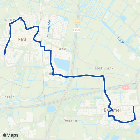 Transdev Bemmel - Elst map