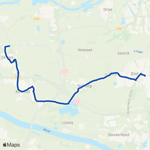 Transdev Elst - Zetten map