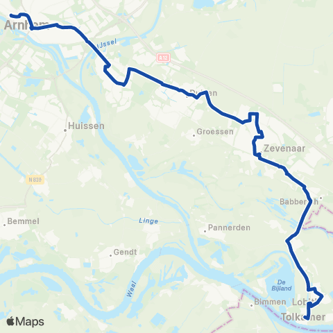 Transdev Tolkamer - Zevenaar - Arnhem CS map