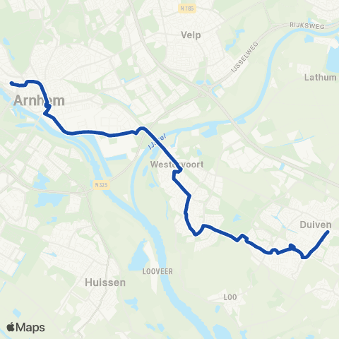 Transdev Duiven - Westervoort - Arnhem CS map