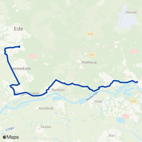 Transdev Ede - Wageningen - Arnhem CS map