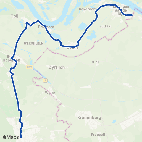 Transdev Millingen - Ooij - Groesbeek map