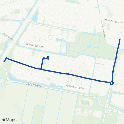 Transdev HWGO Flex Oud-Beijerland Zinkweg map