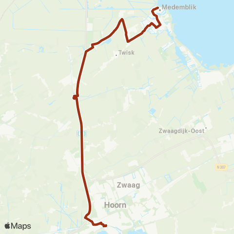 Overal Hoorn Station - Medemblik Busstation map
