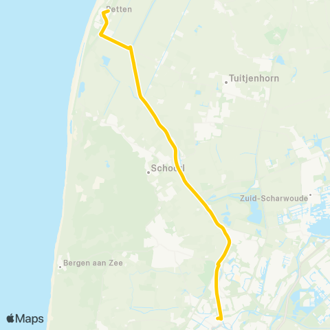 Overal Alkmaar Station - Petten [Sneldienst] map