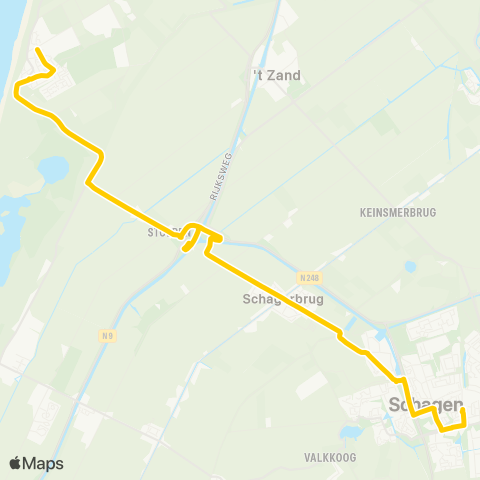Overal Schagen Station - Callantsoog Stuyvezandeweg map