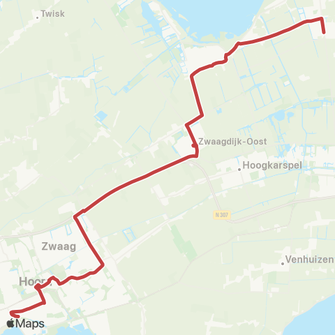 Overal Hoorn Station - Andijk Gedeputeerde Laanweg map