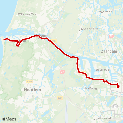 Overal IJmuiden aan Zee - Amsterdam Sloterdijk map