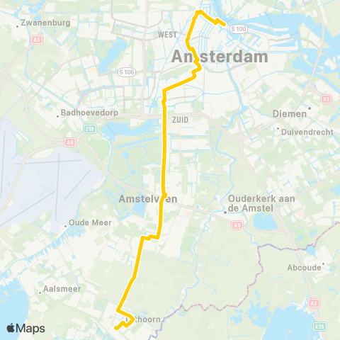Overal Uithoorn Busstation - Amsterdam CS map