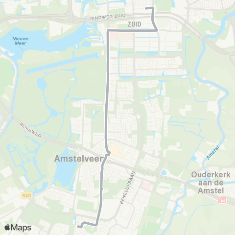Overal Amstelveen Poortwachter - Amsterdam Station Zuid map