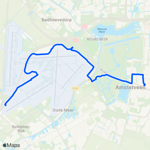 Overal Amstelveen Busstation - Schiphol P30 map