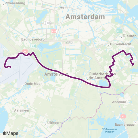 Overal Amsterdam Gaasperplas - Schiphol Airport map