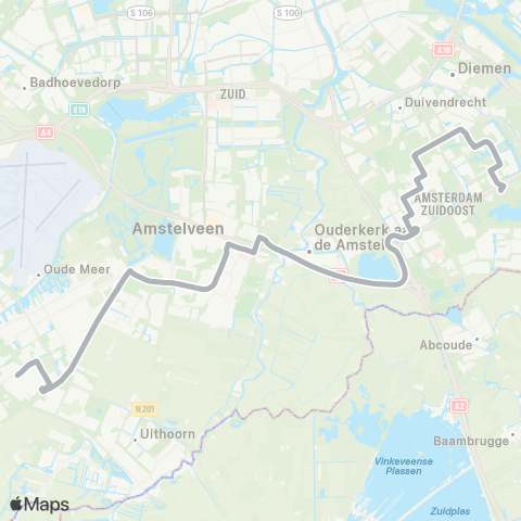 Overal Amsterdam Gaasperplas - Aalsmeer Floraholland map