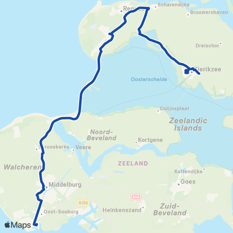 Overal Zierikzee - Vlissingen map