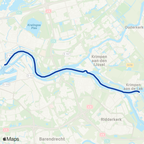 WaterShuttle Rotterdam, Erasmusbrug - Kinderdijk map