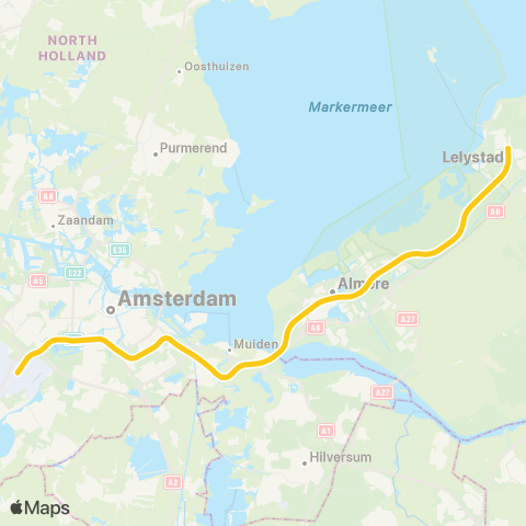 NS Rotterdam Centraal <-> Utrecht Centraal IC2800 map