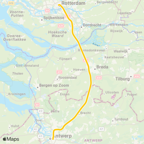 NS Int Brussel-Zuid <-> Rotterdam Centraal ECC9200 map