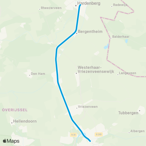 Blauwnet Arriva Almelo <-> Hardenberg ST31000 map