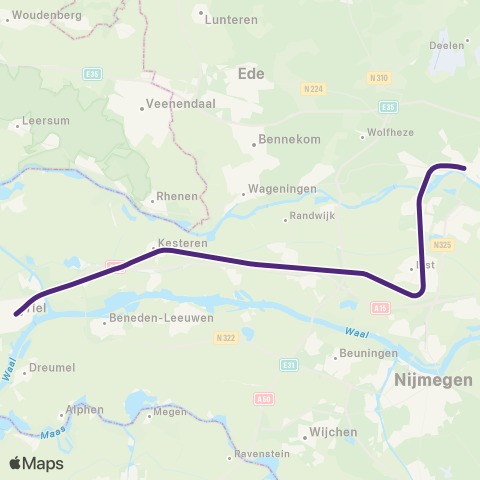 RRReis Arriva Tiel <-> Arnhem Centraal ST31100 map