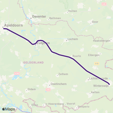 RRReis Arriva Apeldoorn <-> Winterswijk S30400 map