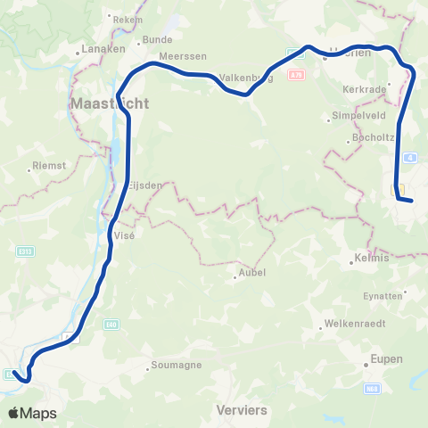 Arriva Liège-Guillemins <-> Maastricht S16900 map
