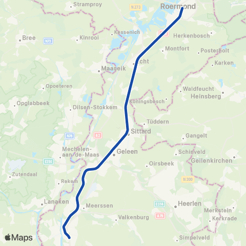 Arriva Roermond <-> Maastricht Randwyck ST32400 map